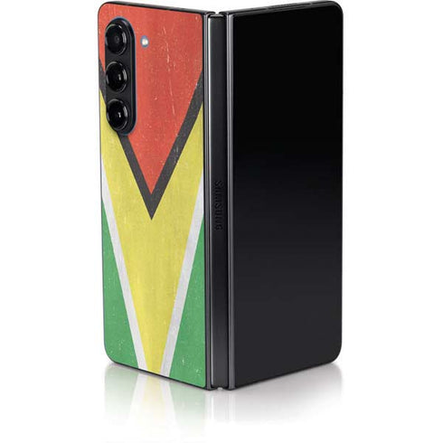 Guyana Flag Distressed Galaxy Z Fold5 5G Skin